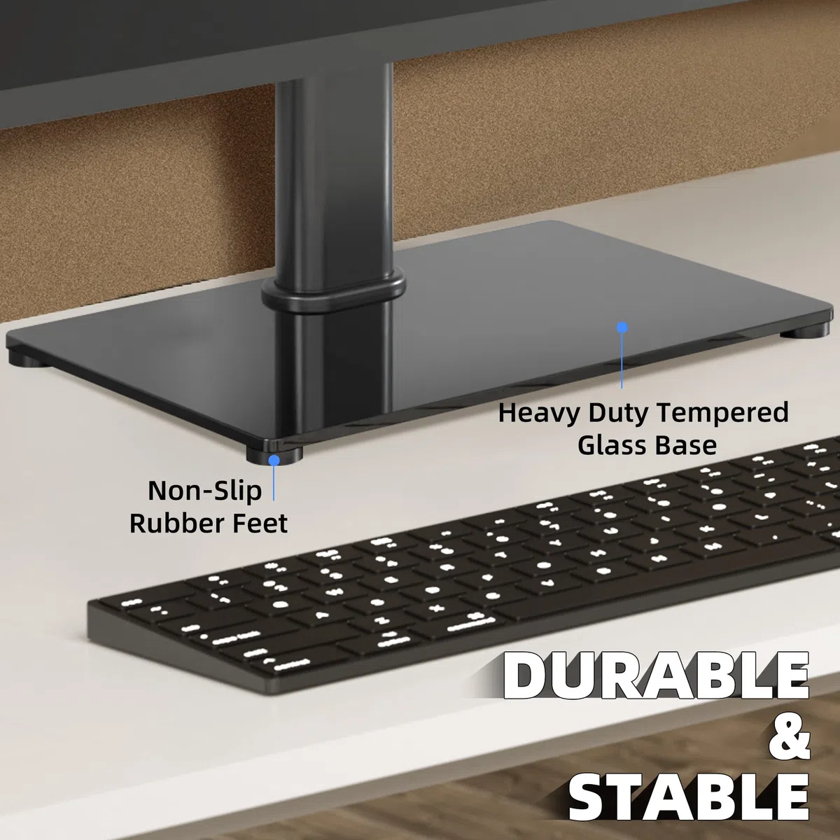 XINLEI TV Ständer TV Standfuss Schwenkba für 17-43 Zoll Fernseher oder Monitor, 3-stufig Höhenverstellbar Tisch-TV Standfüßer mit gehärtetem Glasfuß bis zu 40 kg, VESA max. 200x200 mm Universal