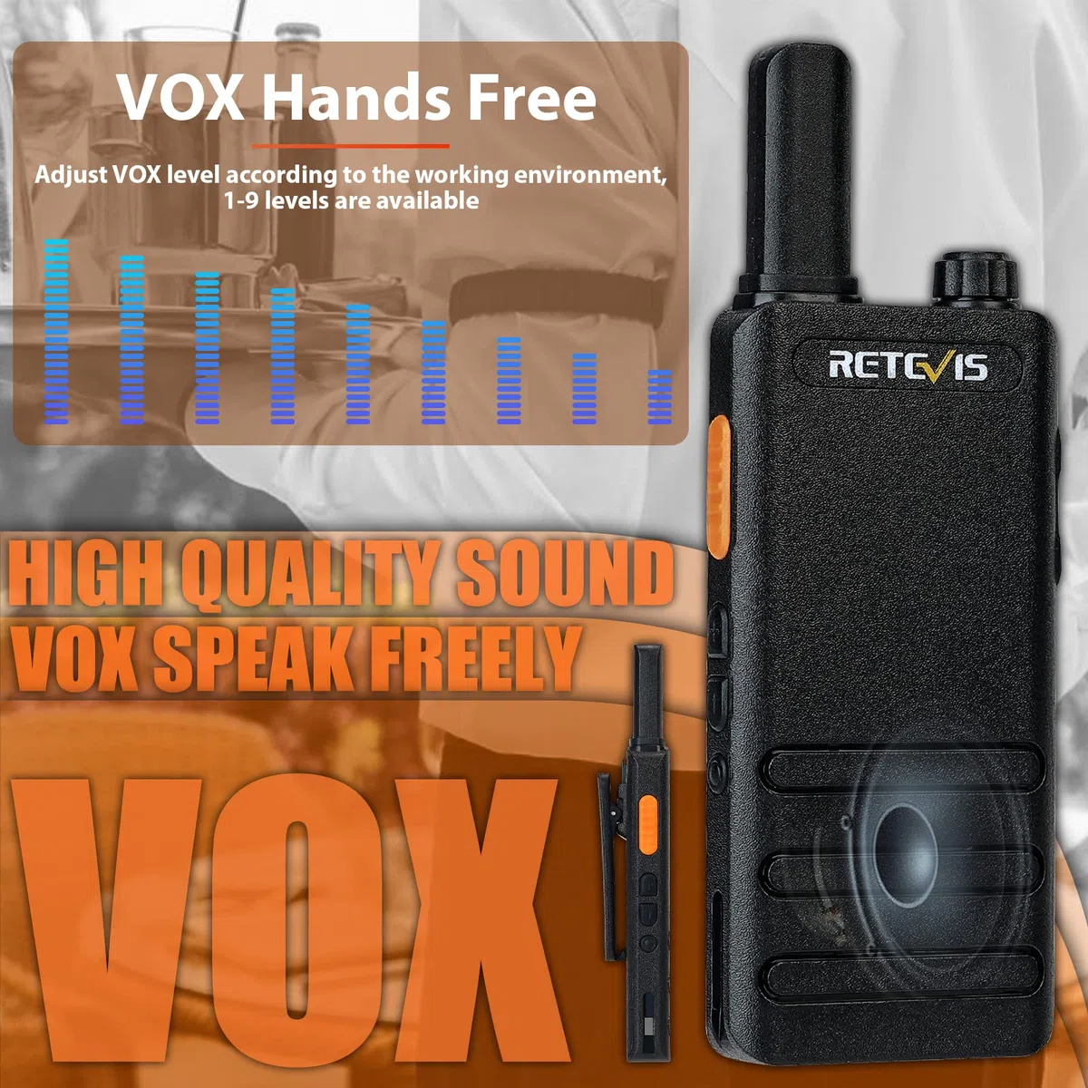 Retevis RT622P Funkgerät Set, Profi Walkie Talkie Wiederaufladbar 1620mAh USB-C, PMR446 VOX, Notfallalarm, Tragbares Funkgerät für Erwachsene Hotel, Sicherheit (10 Stück, Schwarz)