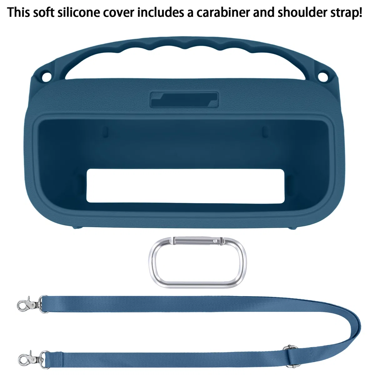 co2CREA Silikonhülle Tragetasche Case für Bose SoundLink Flex 2 Lautsprecher (2nd Gen), tragbare ultraleichte Silikon Schutzhülle mit Karabiner und Schultergurt (Lautsprecher Nicht enthalten)