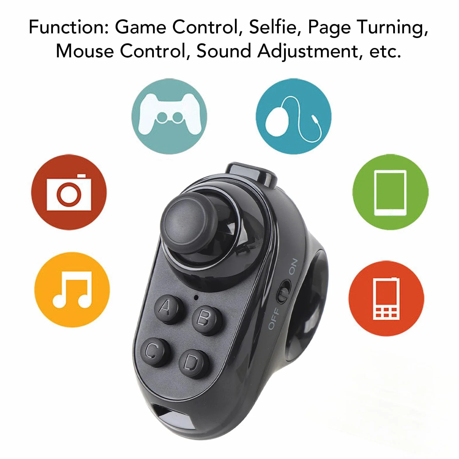 Ouitble Bluetooth VR Fernbedienung Kabelloser VR Controller Gamepad Selfie Timer Joystick mit Blättern für VR -Brillen MobiltelefoneTablets