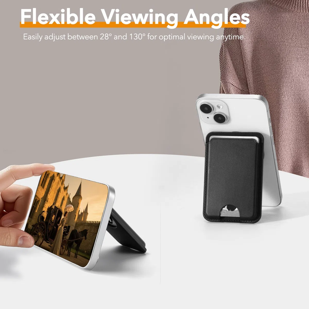 Wallet Für MagSafe, Magnetische Kartenhalter mit RFID-Blockierung, Card Holder mit verstellbarem Ständer, Silm Mag Safe Wallet für iPhone 17/16/15/14/13/12/Pro/Pro Max Serie