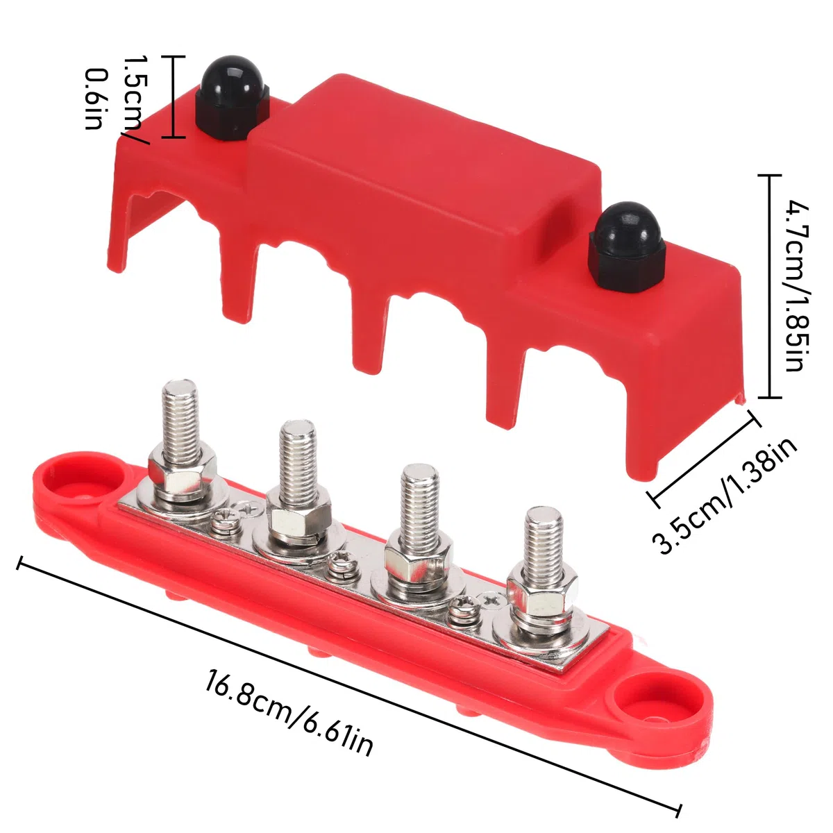 Sammelschiene 12v-48V DC Verteilerblock 250A Stromverteiler mit 4 x M8 Klemmenbolzen Stromverteilungsblock BusBar Box für Auto RV Boat Yacht 2PCS (M8)