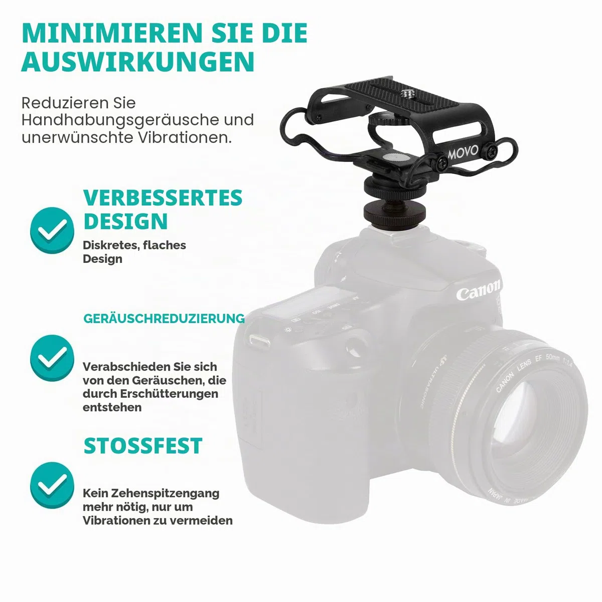 Movo SMM5-B Universal-Mikrofon und tragbare Recorder-Stoßdämpferhalterung – passend für Zoom H1n, H2n, H4n, H5, H6, Tascam DR-40x, DR-05x, DR-07x und andere mit einer 1/4-Zoll-Befestigungsschraube
