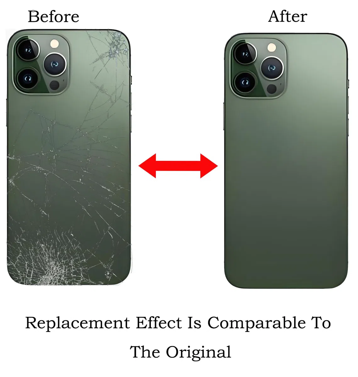LiXiongBao Hinteres Glas Ersatz, Kompatibel mit iPhone 13 ProMax hintere Abdeckung, Hinteres Glas Ersatz für iPhone 13 ProMax hintere Abdeckung mit Reparatur-Kit, Grün