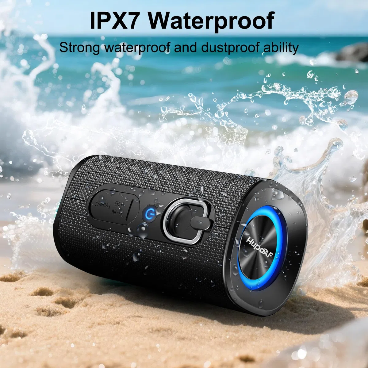 Bluetooth Lautsprecher mit Licht, Musikbox Bluetooth 5.4, 30W Max Dual Lautsprecher,30 Std Akku,Bass Boost Box mit IPX7 Wasserschut, Kabellose Stereo Pairing,Outdoor Lautsprecher für Reisen, Sport
