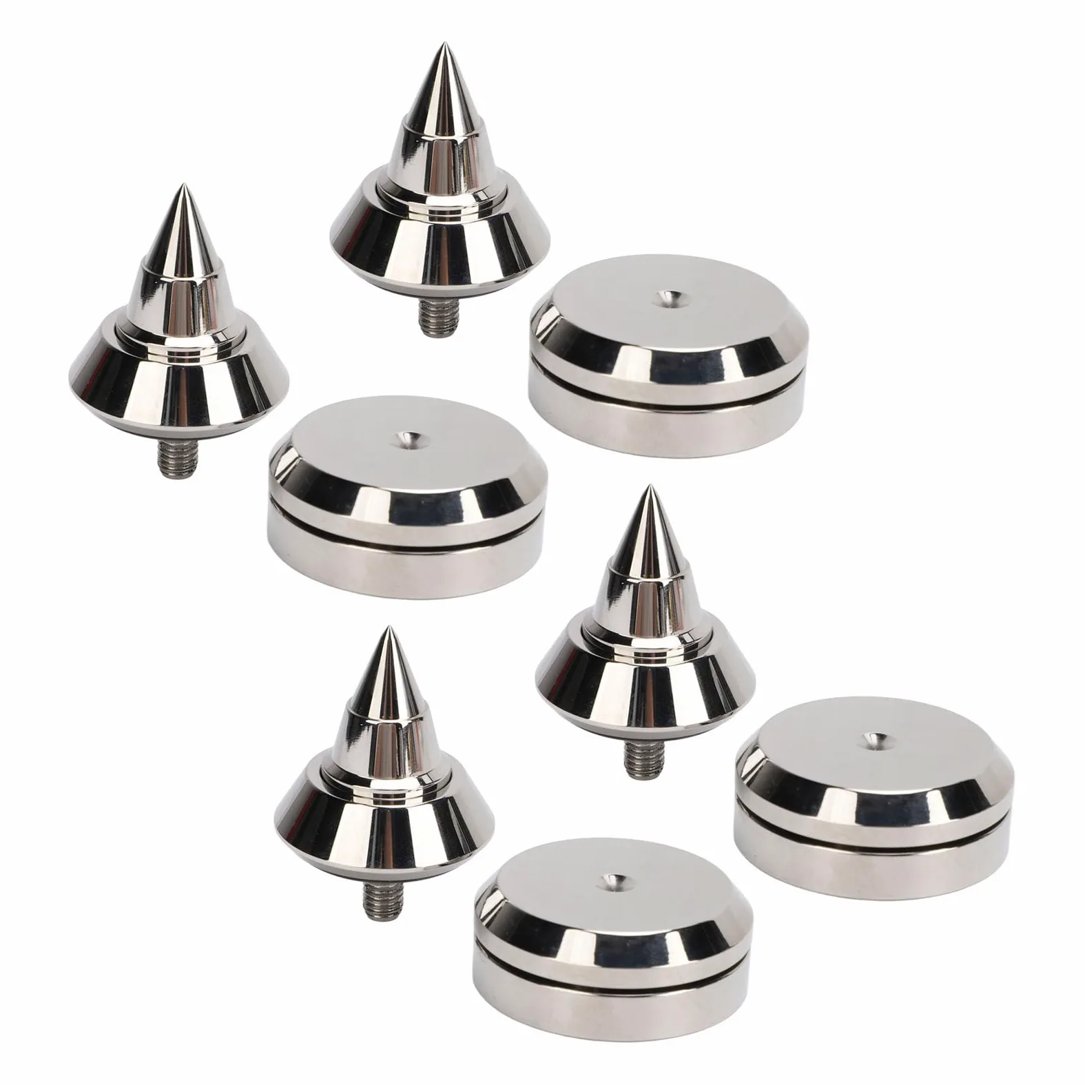 4 Set Lautsprecher-Stoßdämpfungsfüße, M8-Lautsprecher-Spike-Pad, Höhenverstellbare Aluminiumlegierung mit Dicker und Dichter Textur, Stoßdämpfungsfüße für CD, DVD-Player und Verstärker