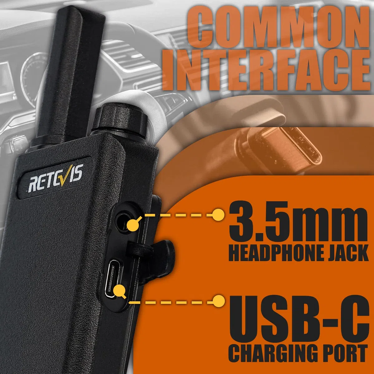 Retevis RT622P Funkgerät Set, Profi Walkie Talkie Wiederaufladbar 1620mAh USB-C, PMR446 VOX, Notfallalarm, Tragbares Funkgerät für Erwachsene Hotel, Sicherheit (10 Stück, Schwarz)
