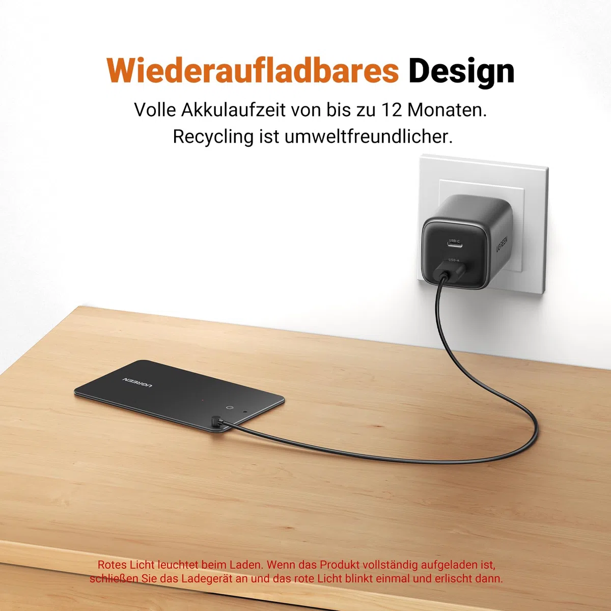 UGREEN FineTrack Slim kompatibel mit Apple Find My (nur iOS), Bluetooth Tracker, IP68 Wasserdicht, wiederaufladbarer Geldbörsenfinder, SmartTag Tracker Karte für Wallet, Reisepässe, Gepäck