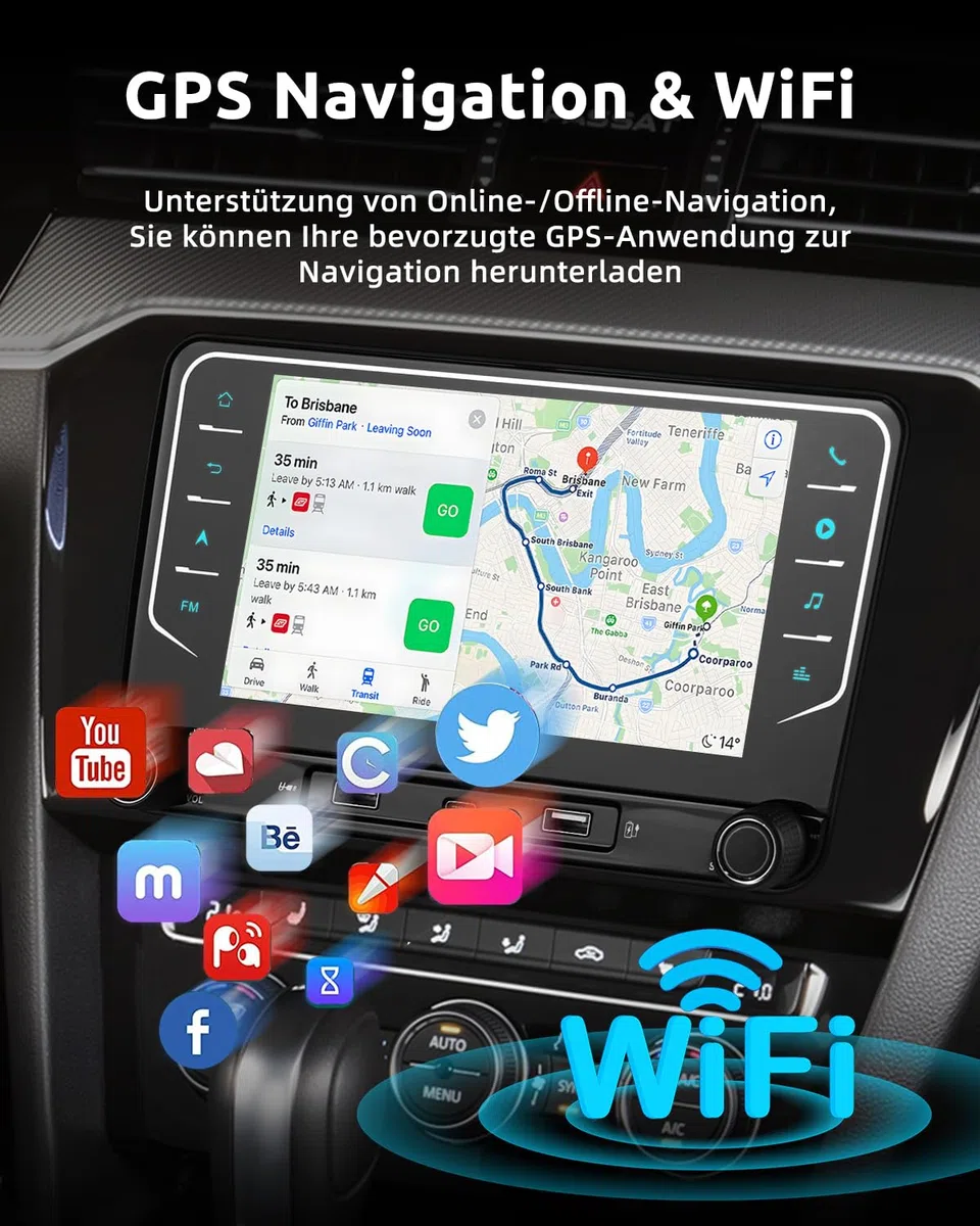 ESSGOO Android 15 4+64G 7 Zoll Wireless CarPlay Android Auto Für VW Golf
