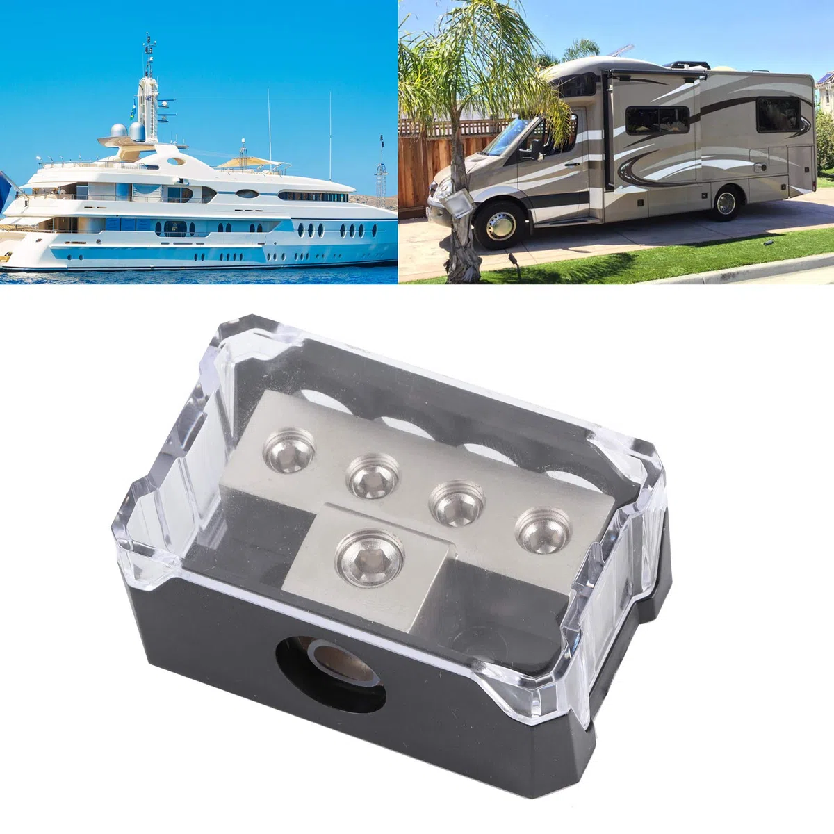 Verteilerblock Auto 0GA 1GA X 1 Eingang 4GA X 4 Ausgang Car-Audio-Stereo-Verstärker-Splitter Verbindungskasten Spurweite Ausgang Verstärker Stromverteilung Masse Verteiler Anschlussblock