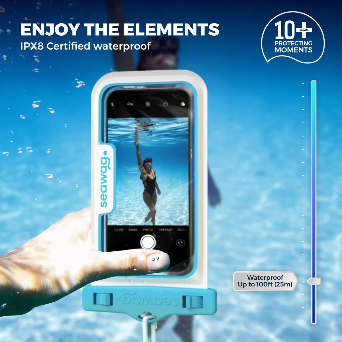 Seawag wasserdichte Handyhülle Schwimmend, IPX8 Unterwasser Handytasche für iPhone 16 15 14 & Samsung Galaxy S25 Next, Voller Touchscreen, Umhängeband, Strand Pool Schnorcheln