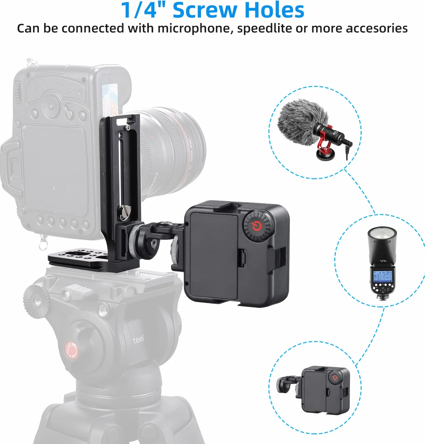 Quick Release L-Bracket Vertikale,L-Halterung mit Schnellwechselplatte 1/4 Zoll Schraube DSLR-Kamera L-Halterung Kompatibel mit Canon Nikon Sony DJI Osmo Ronin Zhiyun