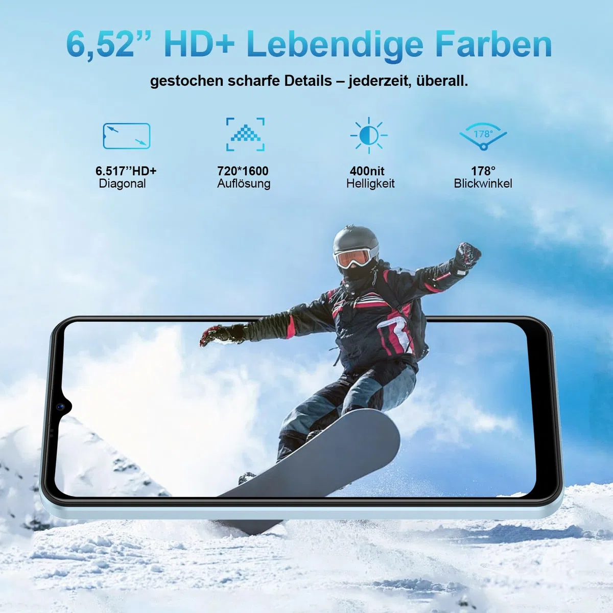 invens NOTE TK02 Handy Ohne Vertrag - 12GB(4+8)+128GB /256GB Smartphone Ohne Vertrag Android 14, 6,52 Zoll Bildschirm 4500mAh Handy Günstig, 16MP+8MP Kamera, 4G Dual SIM/Face ID/GPS/3.5mm Jack Schwarz