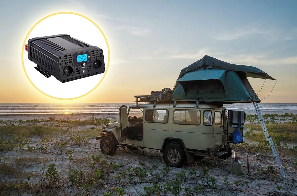 revolt Inverter: 12-V-Wechselrichter auf 230 Volt, USB-A und -C, 1.500 Watt, Sinuswelle (Spannungswandler 12V in 230V, Kfz Spannungswandler, 24V)