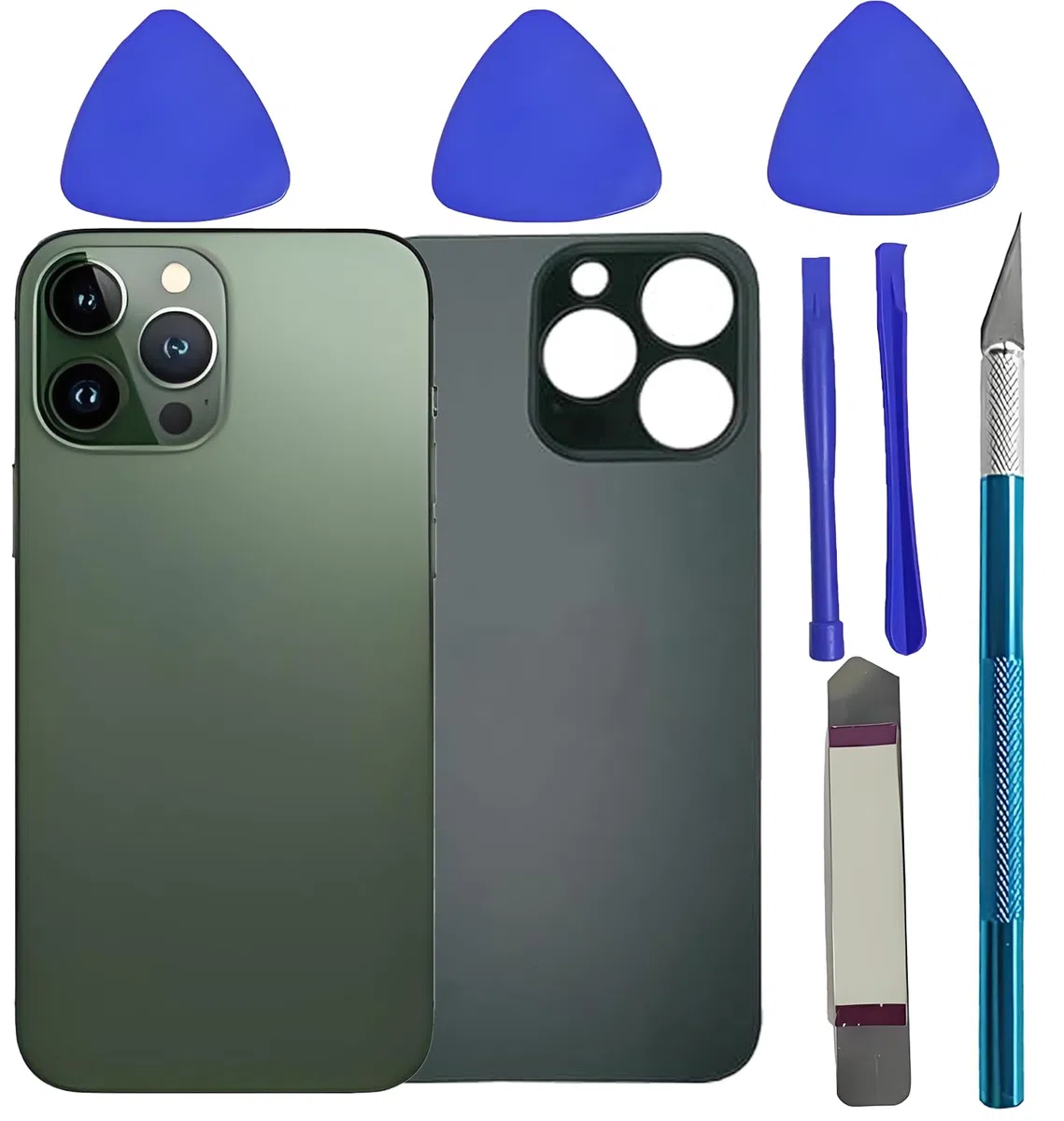 LiXiongBao Hinteres Glas Ersatz, Kompatibel mit iPhone 13 ProMax hintere Abdeckung, Hinteres Glas Ersatz für iPhone 13 ProMax hintere Abdeckung mit Reparatur-Kit, Grün