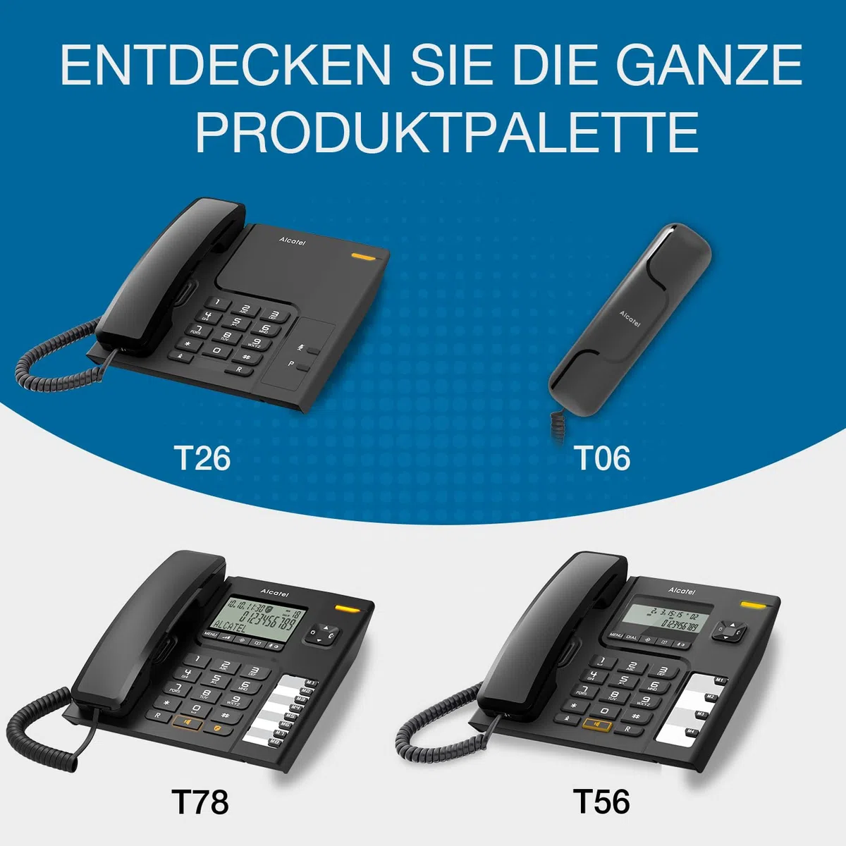 ALCATEL T06 - Schnurgebundenes Festnetztelefon - Ultra-kompaktes Design - Wandmontage - Wahlwiederholungstaste - Klingeltonlautstärkeregler- Schwarz