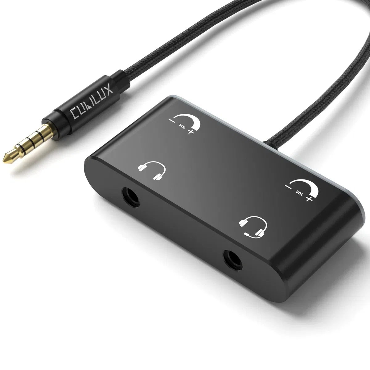 Cubilux 3,5 mm Kopfhörer Splitter mit Lautstärkeregelung, 1 Stecker auf 2 Buchsen, Audio Adapter für 2 Personen
