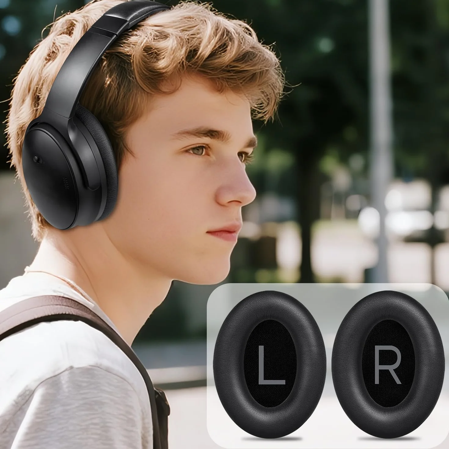 SOULWIT Ersatz Ohrpolster für Bose QuietComfort 45 (QC45)/QuietComfort SE (QC SE)/New Quiet Comfort Wireless Over-Ear Kopfhörern, Ersatzpolster mit weicherem Protein-Leder, Geräuschisolierendem Schaum