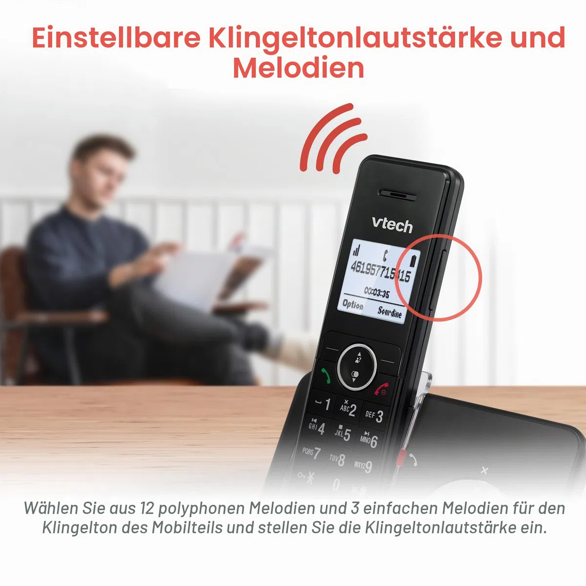 VTech MS3050 Schnurloses Festnetztelefon DECT mit Anrufsperre, Anrufbeantworter, Anrufer-Identifikation/Anruf ausstehend, Lautstärkeregler, Freisprecheinrichtung, schnelle Nummerierung