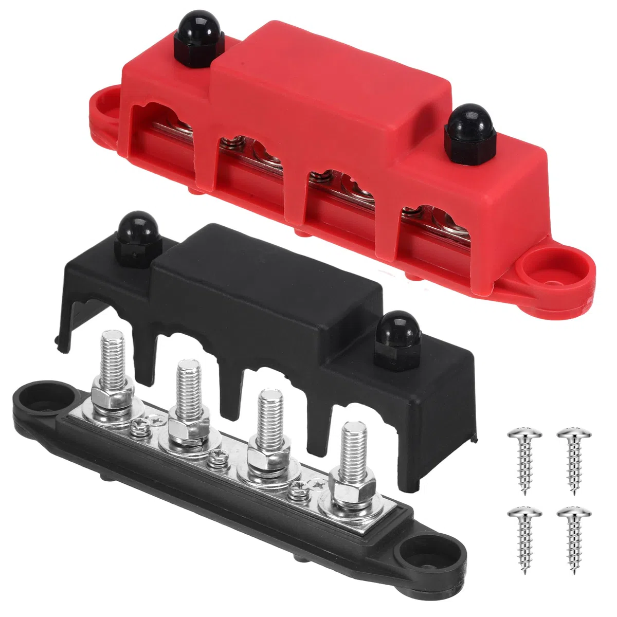 Sammelschiene 12v-48V DC Verteilerblock 250A Stromverteiler mit 4 x M8 Klemmenbolzen Stromverteilungsblock BusBar Box für Auto RV Boat Yacht 2PCS (M8)