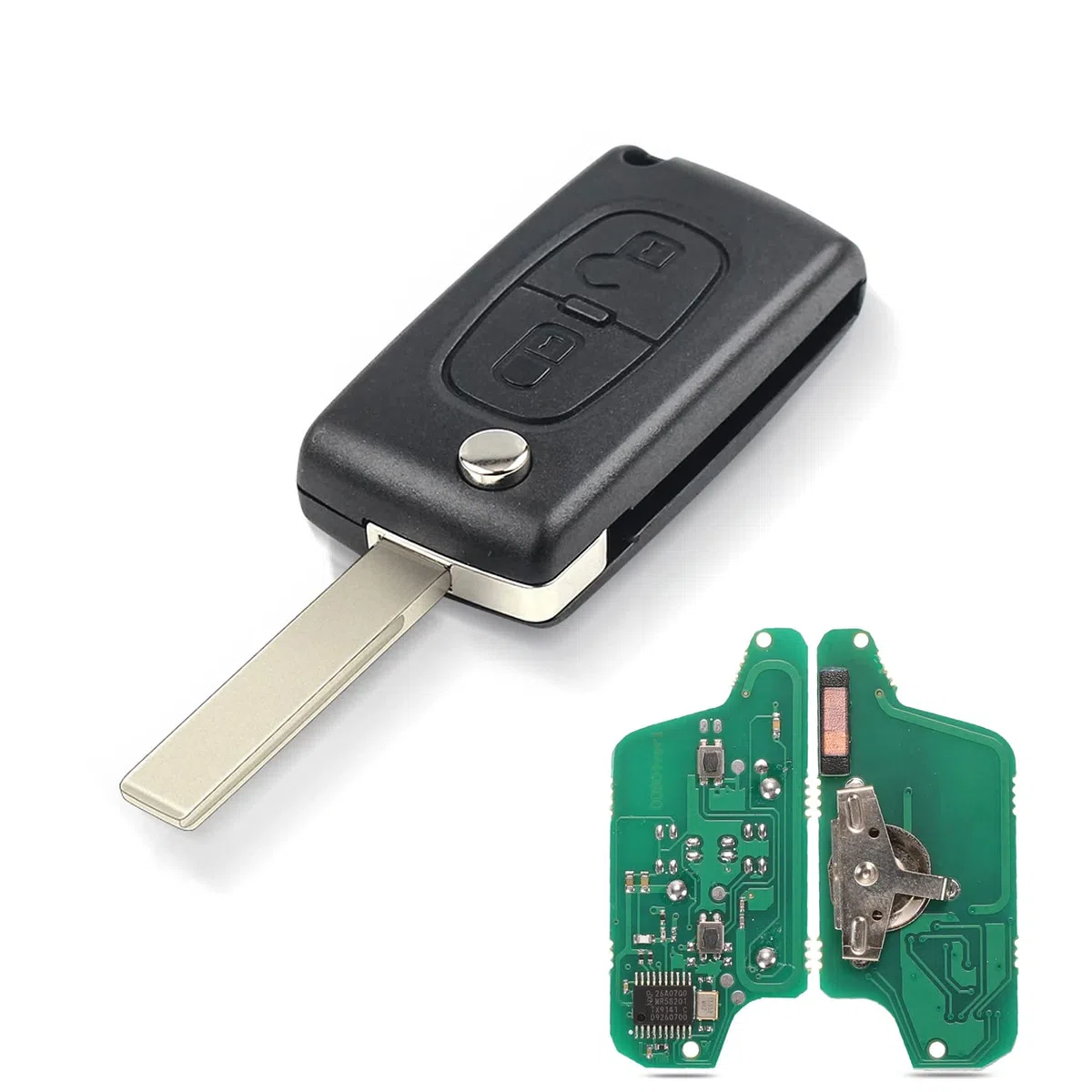 Heart Horse 2 Tasten Auto Fernbedienung Schlüssel CE0523 für Citroen C2 C3 C4 C5 C6 C8 Peugeot 207 307 308 407 807 Autoschlüssel Gehäuse mit 433Mhz PCF7941 ID46 Chip und Batterie und HU83-Klinge