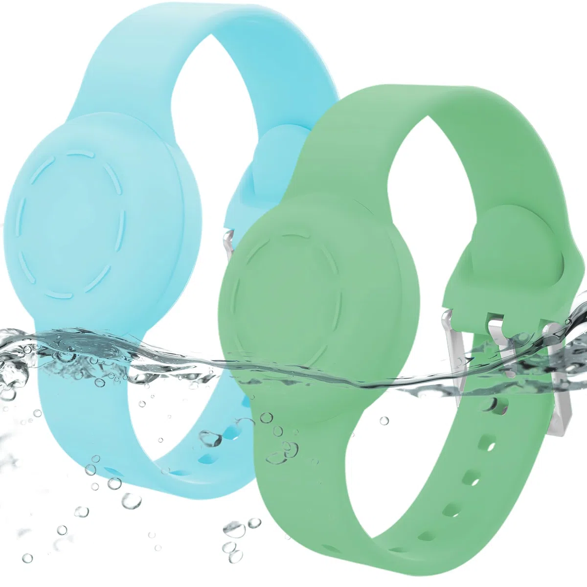 Wasserdichtes Kinder-Armband für Airtag, Silikon-Armband, kompatibel mit AirTag, versteckte Halterung, GPS-Tracker, Anti-Verlust, verstellbarer Airtag-Gurt für Kleinkinder, Kinder (2 Stück, Minzgrün