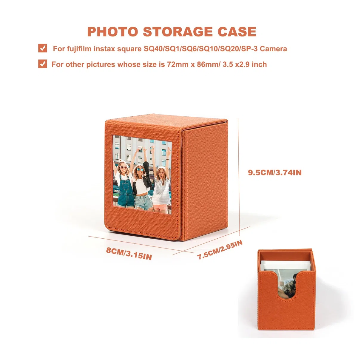 Bilderhalter für Fujifilm Instax Square SQ1 SQ20 SQ40 SQ10 SQ6 SP-3 Sofortbildkameras, quadratische Fototasche, Aufbewahrungsbox für 72 x 86 mm Filme/Fotos/Kpop-Fotokarten usw, braun,