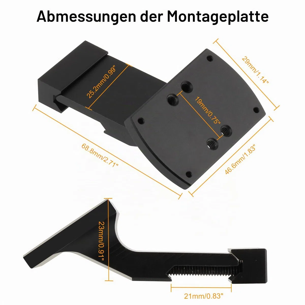 RMR 35 Grad Gewinkelt Offset Mount Platte, Sucher RMR Mount Adapter Basis passt 21mm Schiene, Universal Optik Platte mit 2 Schrauben & T10 Schraubenschlüssel für Outdoor Sport