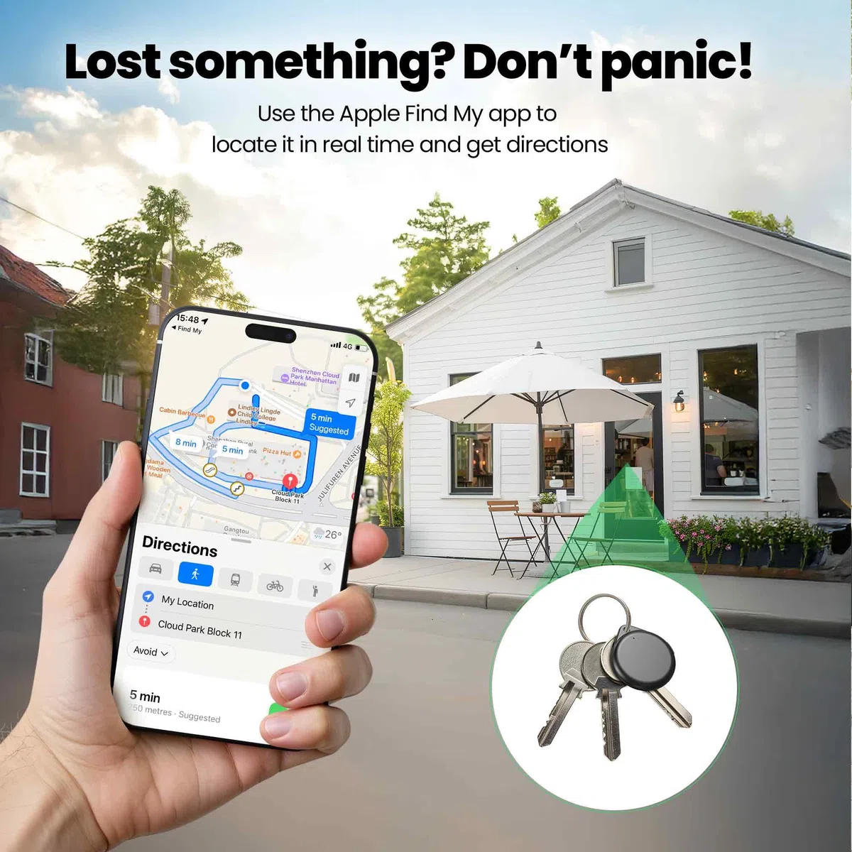 TECKNET Air Tracker Tag Schlüsselfinder, Smart Tag Kompatibel mit Apple Wo ist? APP (Nur iOS), Wiederaufladbar, Wasserdicht, Bluetooth Key Finder für Gepäck/Taschen/Key/Haustier(4er Pack)
