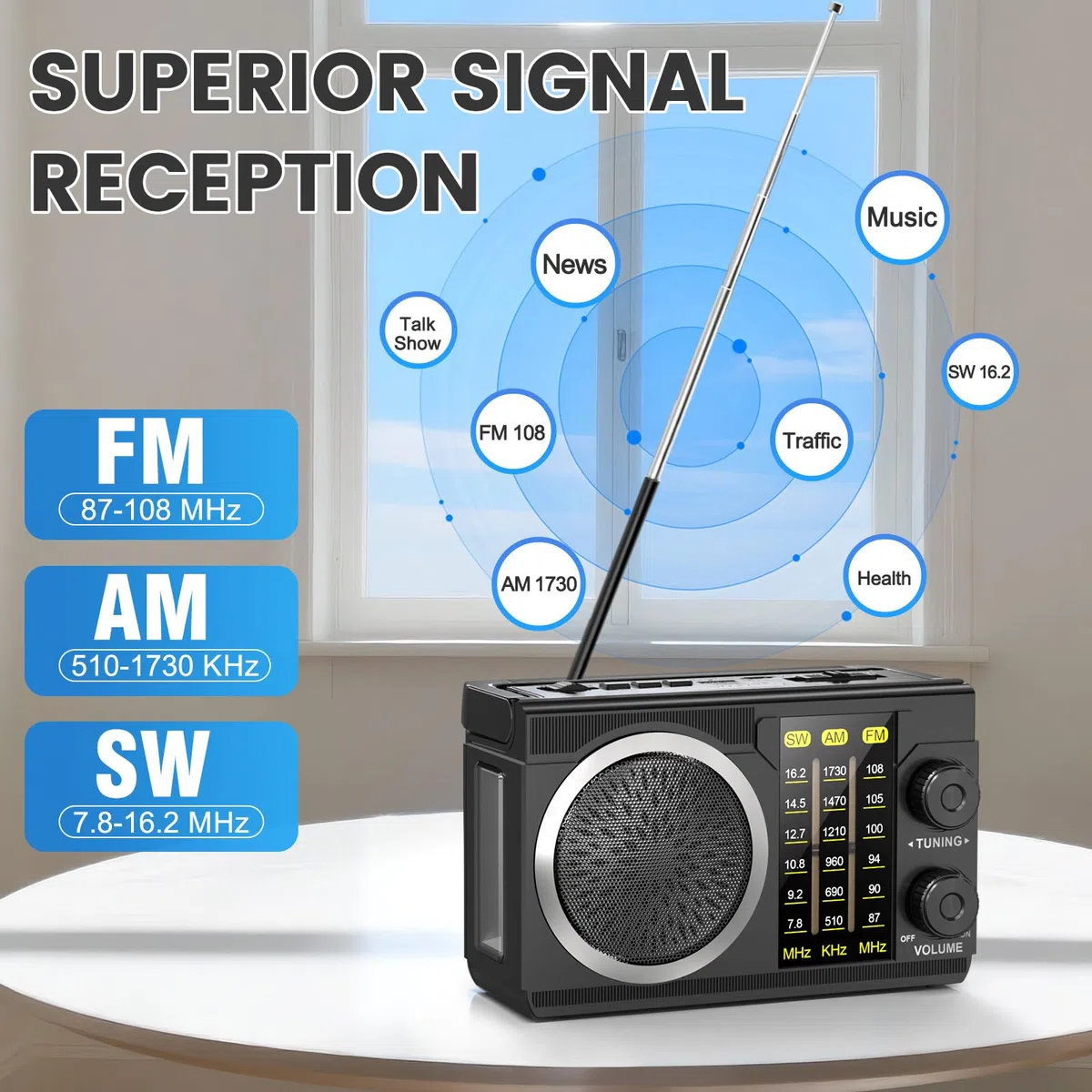PRUNUS J-135 AM/FM/SW Solar Radio mit 1800mAh Akku oder AA batteriebetrieb, Nostalgie Radio mit Bluetooth 6.0/USB/TF-Karte Spielen. Kofferradio Transistorradio für Camping, Notfälle und Outdoor.