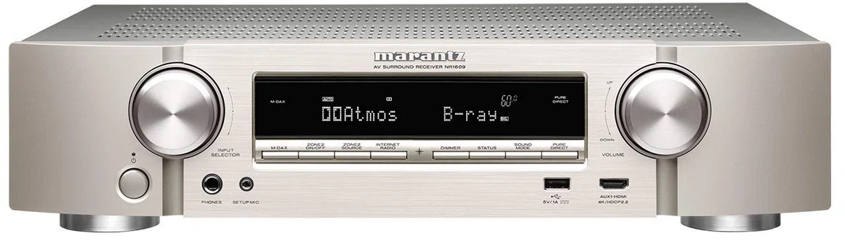 Marantz NR1609 Der kompakte NR1609 7.2-Kanal AV-Receiver mit HEOS Silber