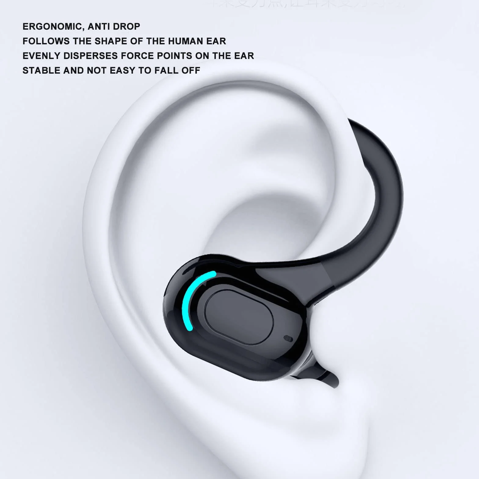 Monaurales Bluetooth-Headset, Freisprech-Ohrhörer mit Mikrofon mit Geräuschunterdrückung, IPX4 Wasserdicht, Kabelloser Stereo-Ohrhörer für das Autofahren Im Büro