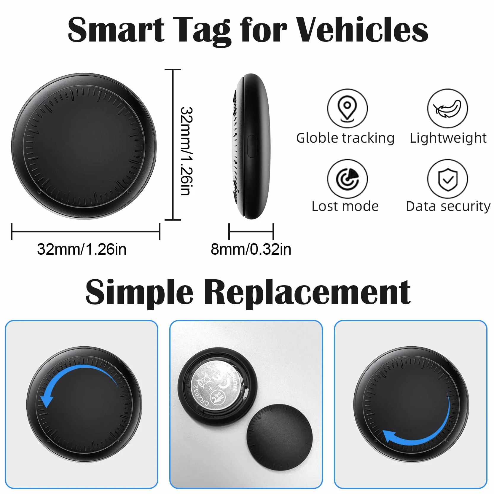 GPS Tracker für Auto, 2PCS GPS-Tracker für Fahrzeuge Echtzeit Air Tracker Android, Globale Abdeckung Magnetischer Auto Tracker Verstecktes Ortungsgerät Keine monatliche Gebühr Abonnement (Schwarz)