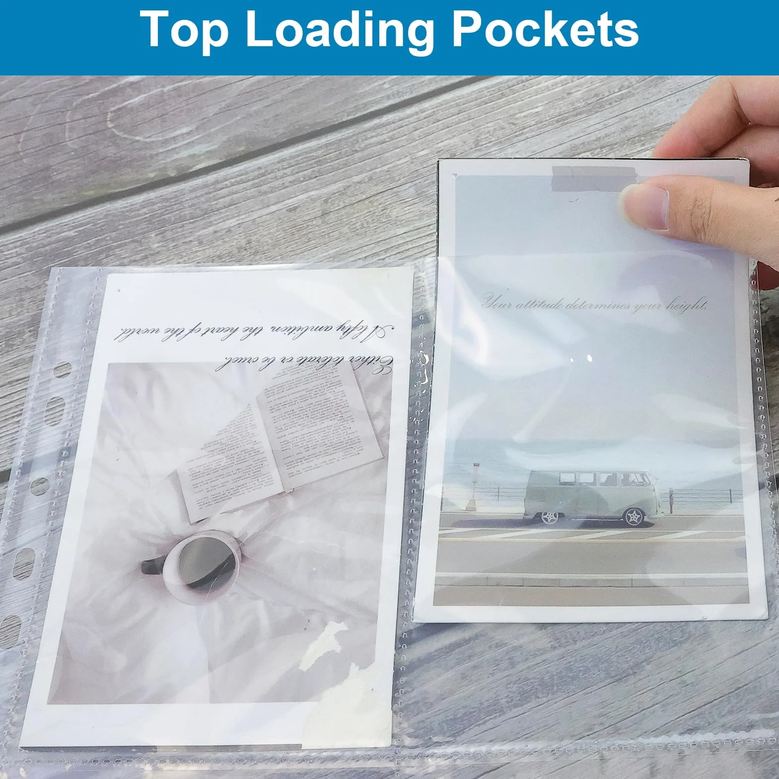 55er Pack A4 Fotohüllen mit 440 Doppelseitig Fächern, Transparente Postkartenhüllen mit 4 Fächern, Klarsichthüllen a4, Top Loading Nachfüllseiten für Fotoalben