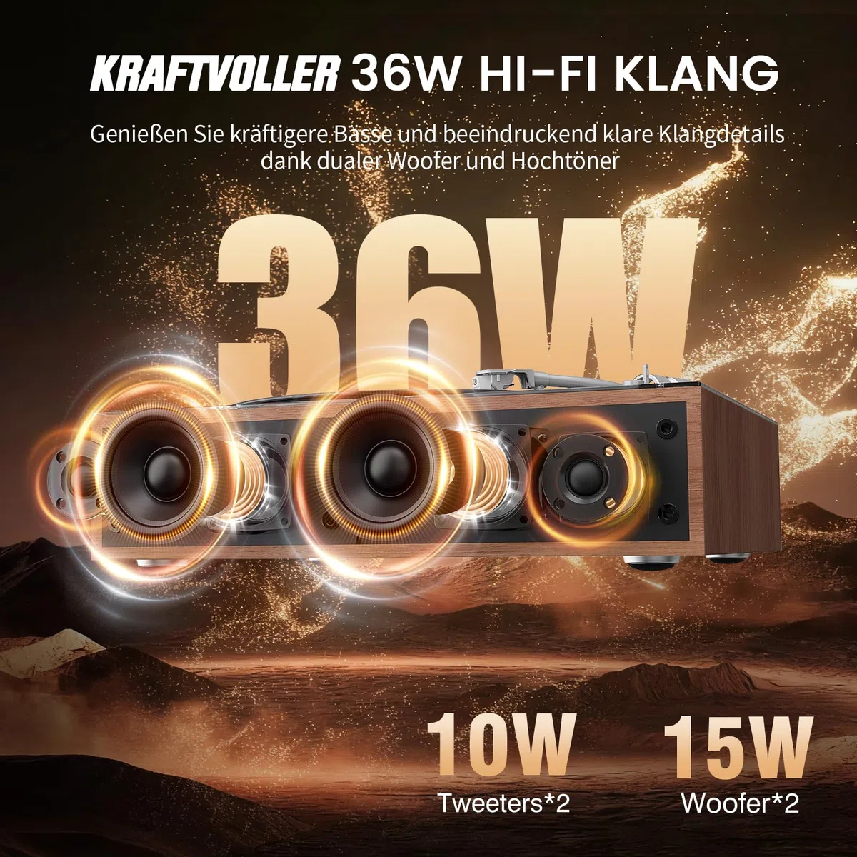 1 BY ONE Vollautomatischer Plattenspieler mit 4 Lautsprechern