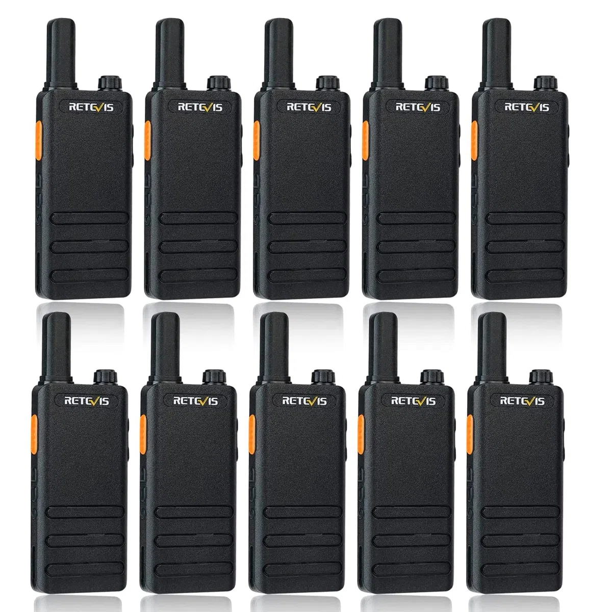 Retevis RT622P Funkgerät Set, Profi Walkie Talkie Wiederaufladbar 1620mAh USB-C, PMR446 VOX, Notfallalarm, Tragbares Funkgerät für Erwachsene Hotel, Sicherheit (10 Stück, Schwarz)