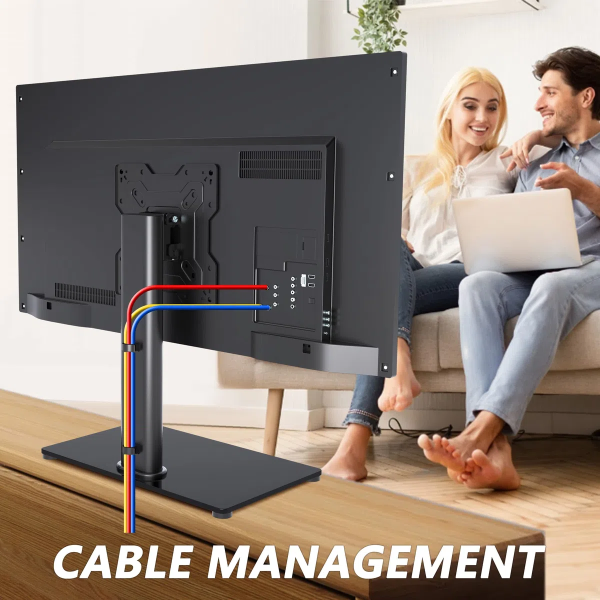 XINLEI TV Ständer TV Standfuss Schwenkba für 17-43 Zoll Fernseher oder Monitor, 3-stufig Höhenverstellbar Tisch-TV Standfüßer mit gehärtetem Glasfuß bis zu 40 kg, VESA max. 200x200 mm Universal