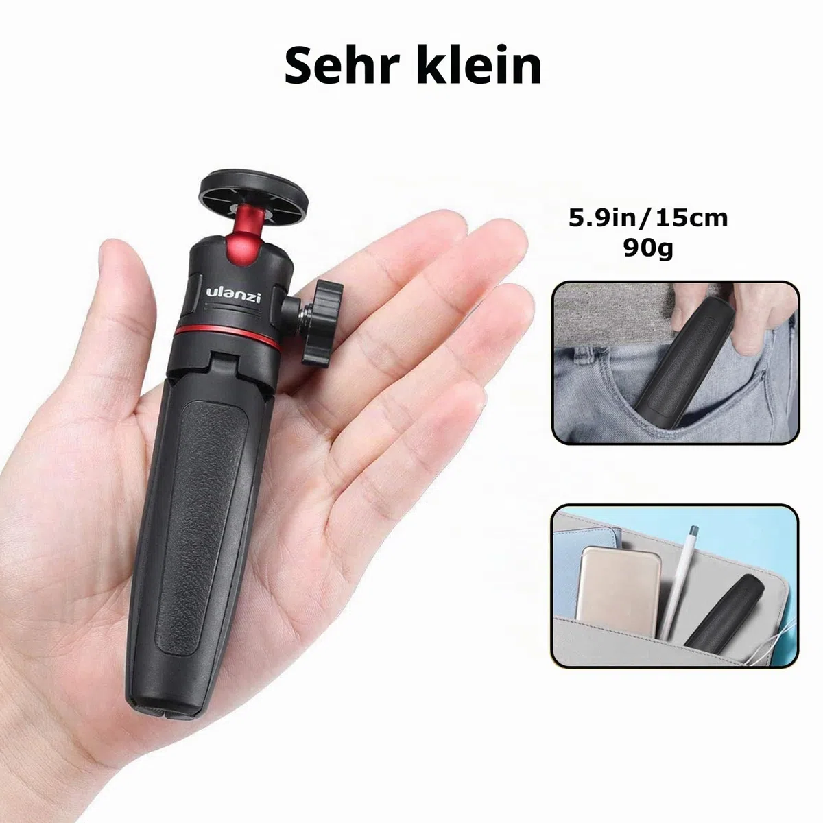 ULANZI MT-08 Kompaktes Reisestativ, tragbar, Mini-Stativ, mit 1/4-Zoll-Schraube, kleines Stativ kompatibel mit Sony ZV1/ RX100 VII/ RX1R II, Canon G7X Mark, Fujifilm X100V, Leica Q2