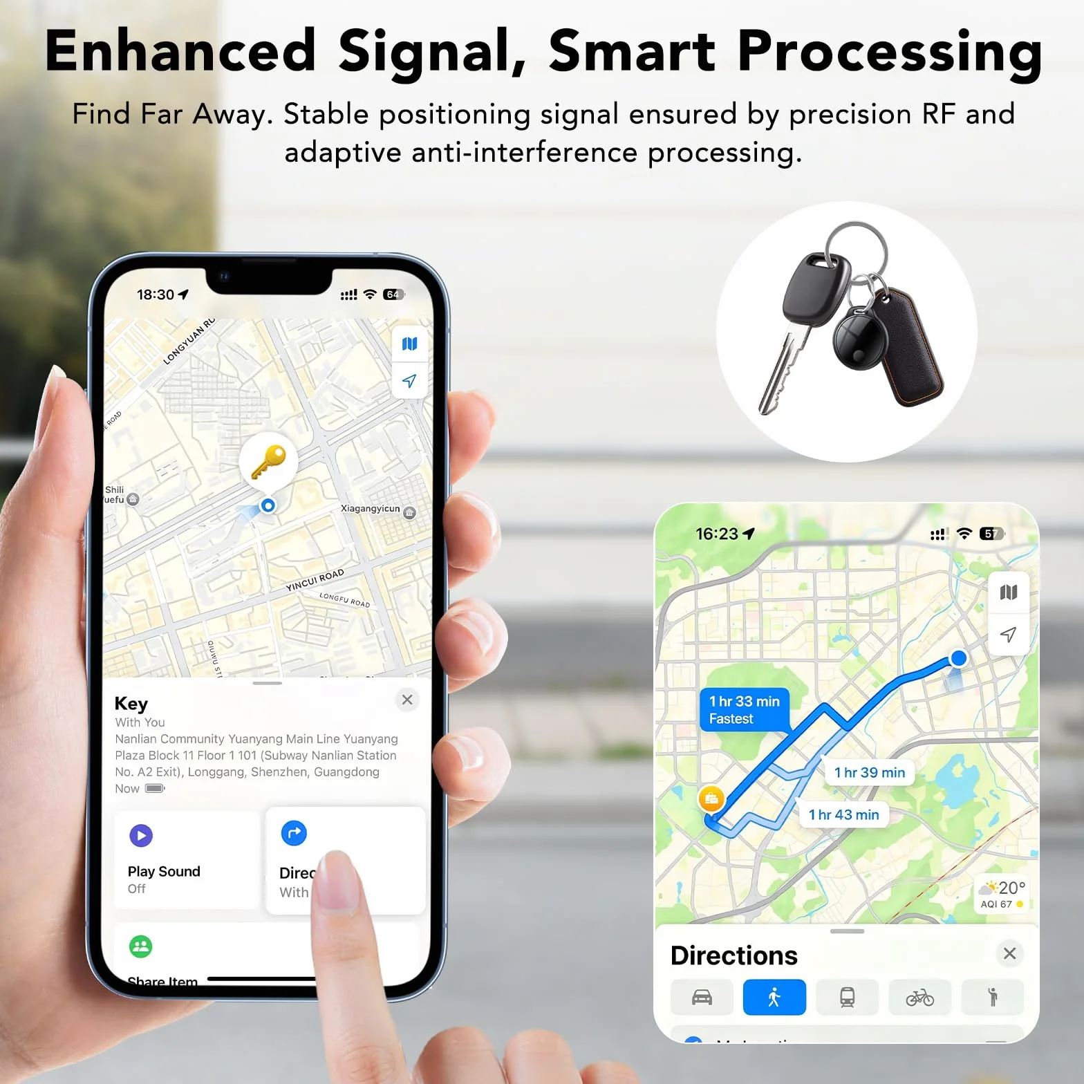 Smart Tracker Tag 4er Pack, Schlüssel Finder Kompatibel mit Apple Find My APP (nur iOS), IP68 wasserdicht, Austauschbarer Akku, Bluetooth Key Finder für Gepäck/Taschen/Koffer/Brieftasche