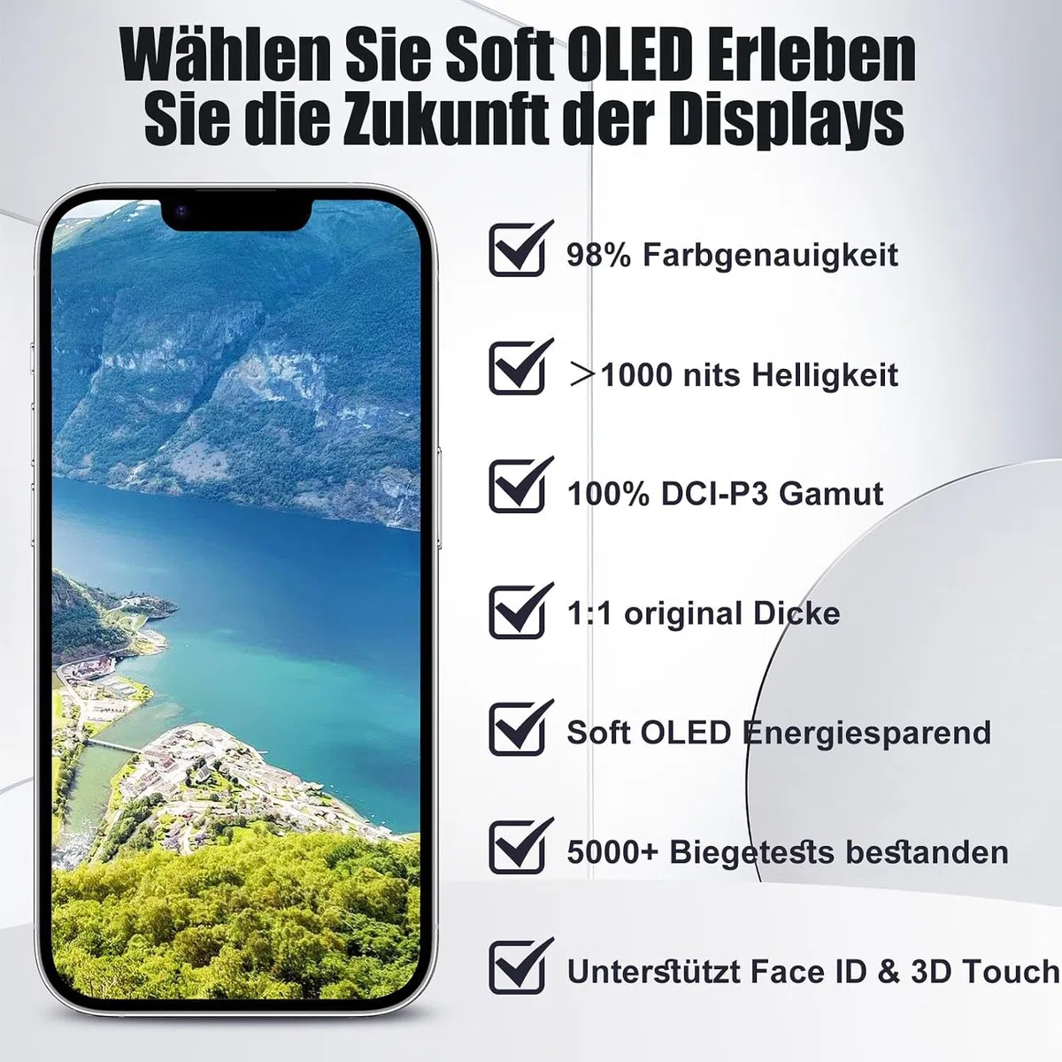 Digi4U Soft OLED Display Ersatz für iPhone 13, 6,1 Zoll Bildschirm
