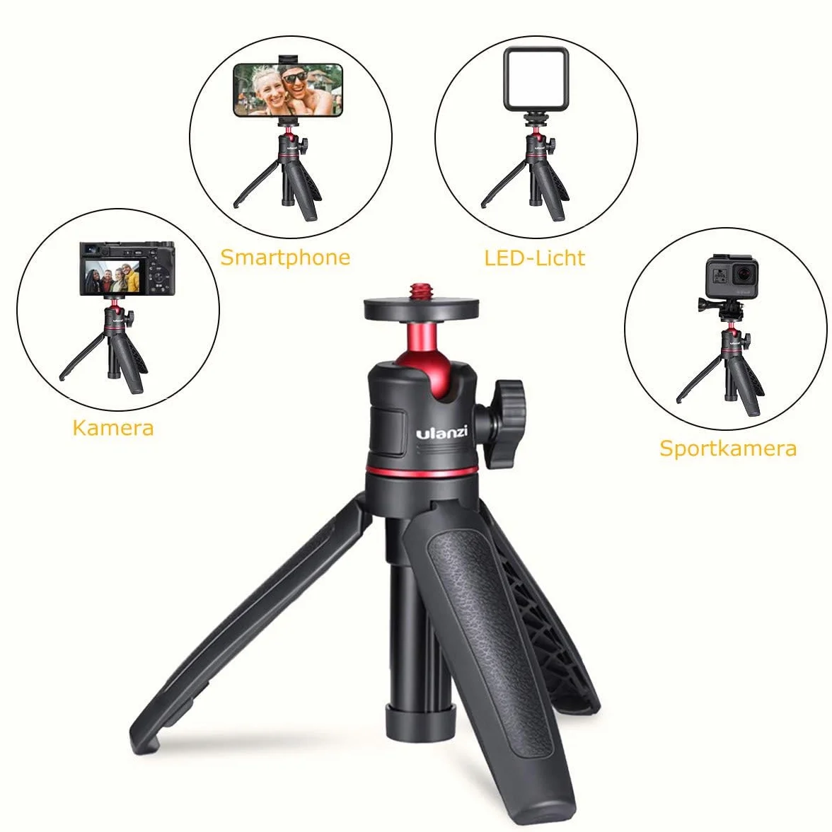 ULANZI MT-08 Kompaktes Reisestativ, tragbar, Mini-Stativ, mit 1/4-Zoll-Schraube, kleines Stativ kompatibel mit Sony ZV1/ RX100 VII/ RX1R II, Canon G7X Mark, Fujifilm X100V, Leica Q2