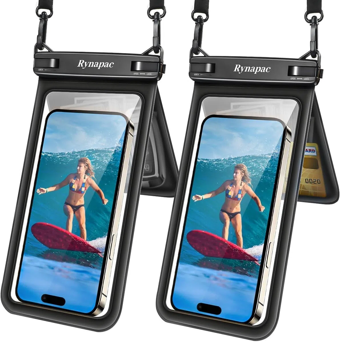 Rynapac 2 Stück wasserdichte Handyhülle [Doppelte Taschen], IPX8 Wasserfeste Handytasche für Schwimmen, Unterwasser Handyhülle für iPhone 17 16 15 14 Pro Max, Samsung S26 S25 S24 bis zu 7,5 Zoll