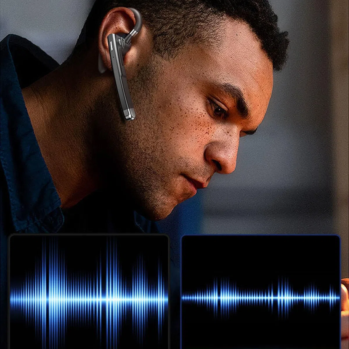 Bluetooth Headset, Drahtloser Bluetooth-Ohrhörer, In Ear Kopfhörer Headset mit LED Ladebox Freisprech Handy Ohrhörer Dual Geräuschunterdrückung Mikrofon für Autofahren, Büro, Business