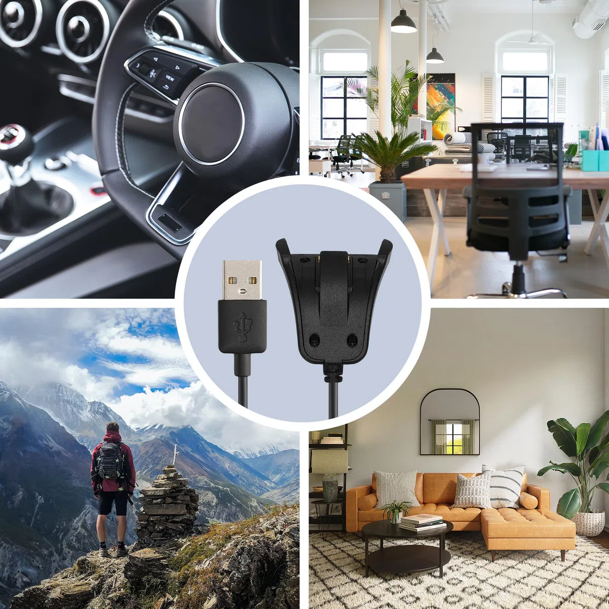 kwmobile USB Kabel Charger kompatibel mit TomTom Adventurer/Runner 3/Spark 3/Golfer 2 Ladekabel - Smart Watch Ersatzkabel - Fitnesstracker Aufladekabel in Schwarz