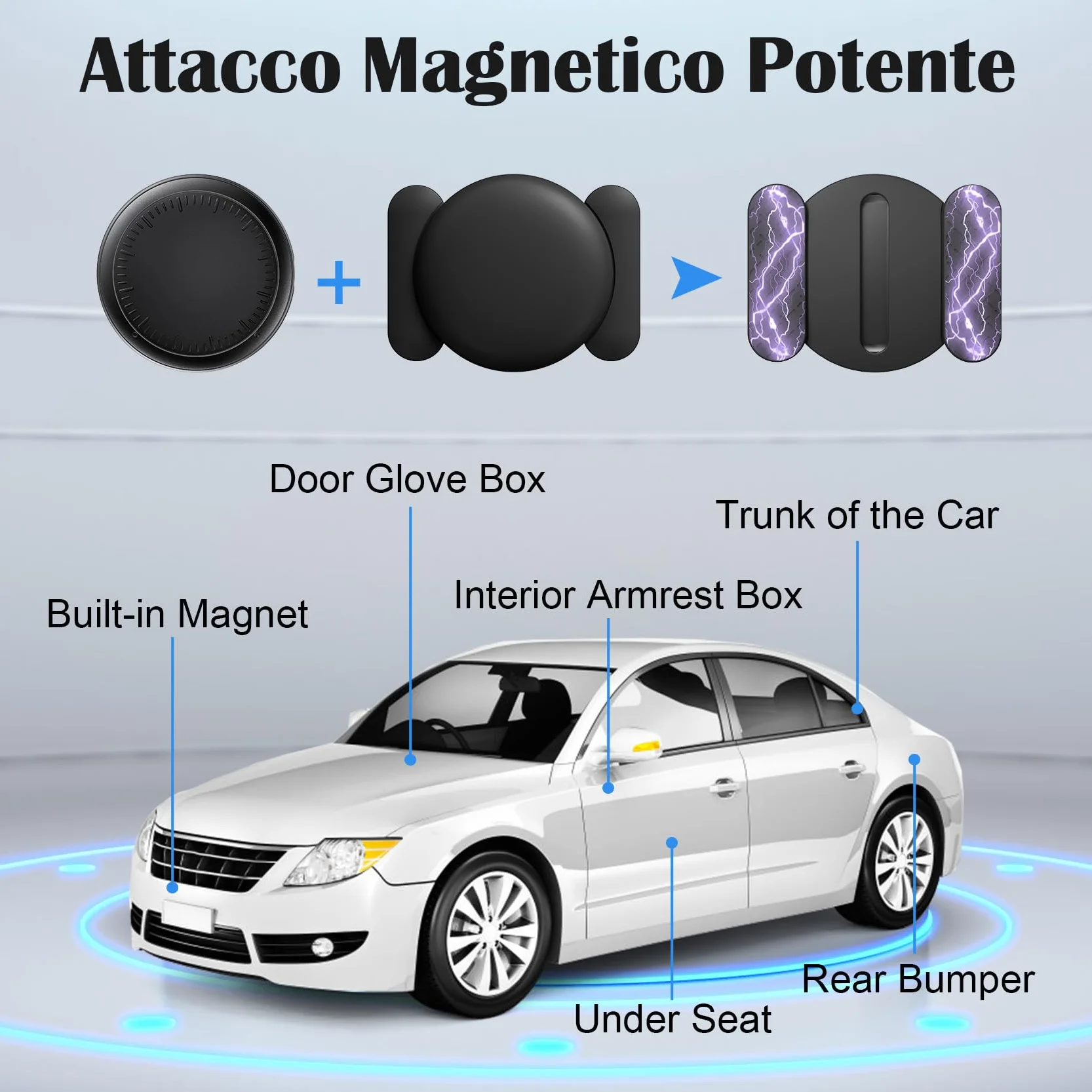 GPS Tracker für Auto, 2PCS GPS-Tracker für Fahrzeuge Echtzeit Air Tracker Android, Globale Abdeckung Magnetischer Auto Tracker Verstecktes Ortungsgerät Keine monatliche Gebühr Abonnement (Schwarz)
