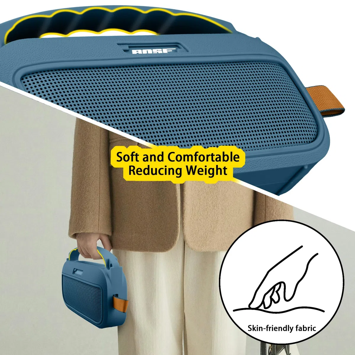 co2CREA Silikonhülle Tragetasche Case für Bose SoundLink Flex 2 Lautsprecher (2nd Gen), tragbare ultraleichte Silikon Schutzhülle mit Karabiner und Schultergurt (Lautsprecher Nicht enthalten)