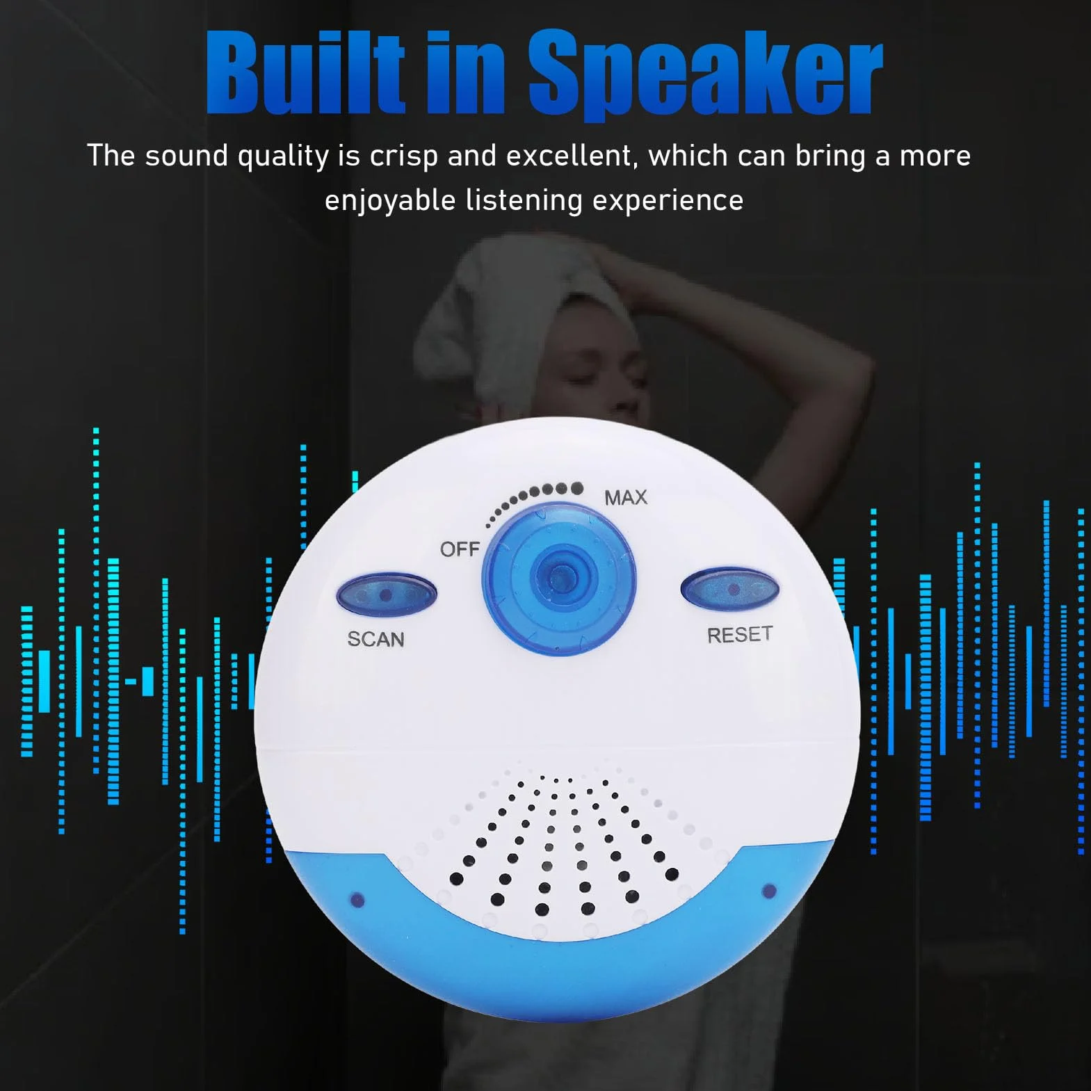 Duschradio, Tragbares Mini-AM-FM-Duschradio, IPX7 Wasserdichtes Hängendes Duschradio, Lauter Stereo-Sound-Badezimmerlautsprecher, Eingebauter Lautsprecher für Badezimmer, Küche,