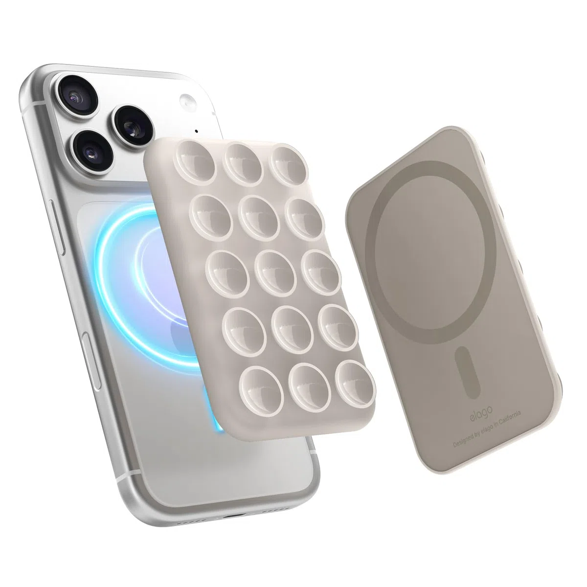 elago Magnetische Saugnapf Halterung Kompatibel mit MagSafe-Hülle, Abnehmbarer Silikon-Griffhalter für iPhone, Freihändige Selfies/Videos für TikTok- & Instagram-Influencerin/Schöpferin (Taupe)