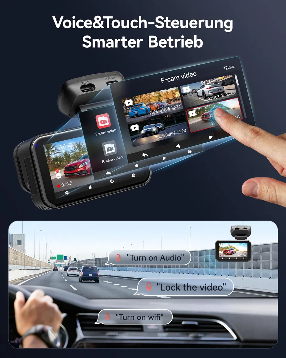 REDTIGER VC70 4K+2,5K Dashcam Auto Vorne Hinten, STARVIS 2, 5,8 GHz WiFi