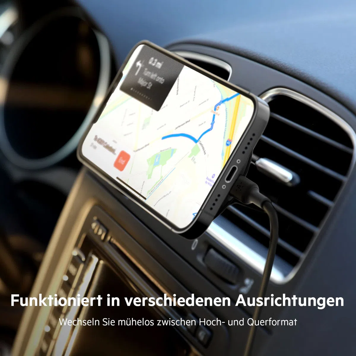 Belkin BoostCharge drahtloser magnetischer Kfz-Telefon-Halter, Kfz ladegerät, Auto Ladegerät, kompatibel mit MagSafe-fähigem iPhone 17, Air, 16, 15, 14, 13, 12, Pixelsnap (inkl. Kabel)